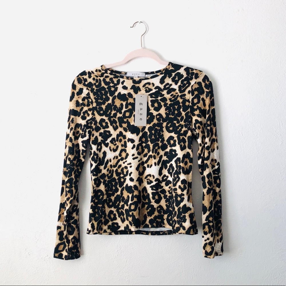 nwt gaze cheetah print long sleeve tee
